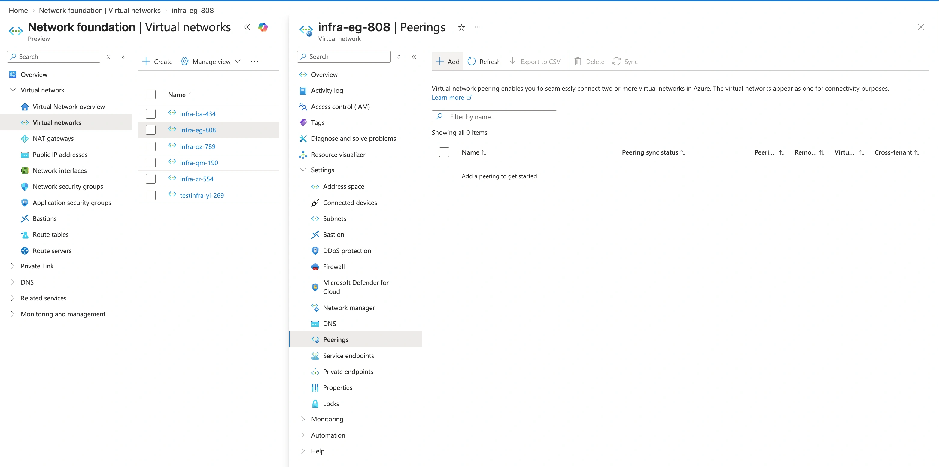 BYOC Create VNet peering
