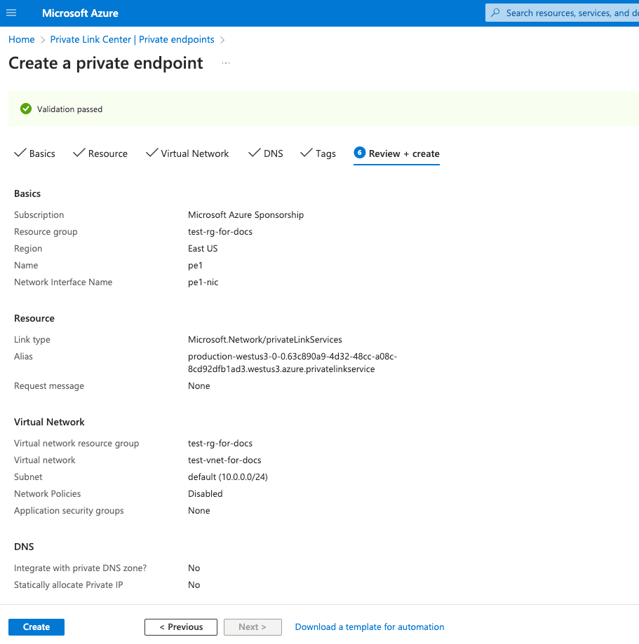 Private Endpoint Review