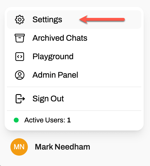 Open WebUI settings